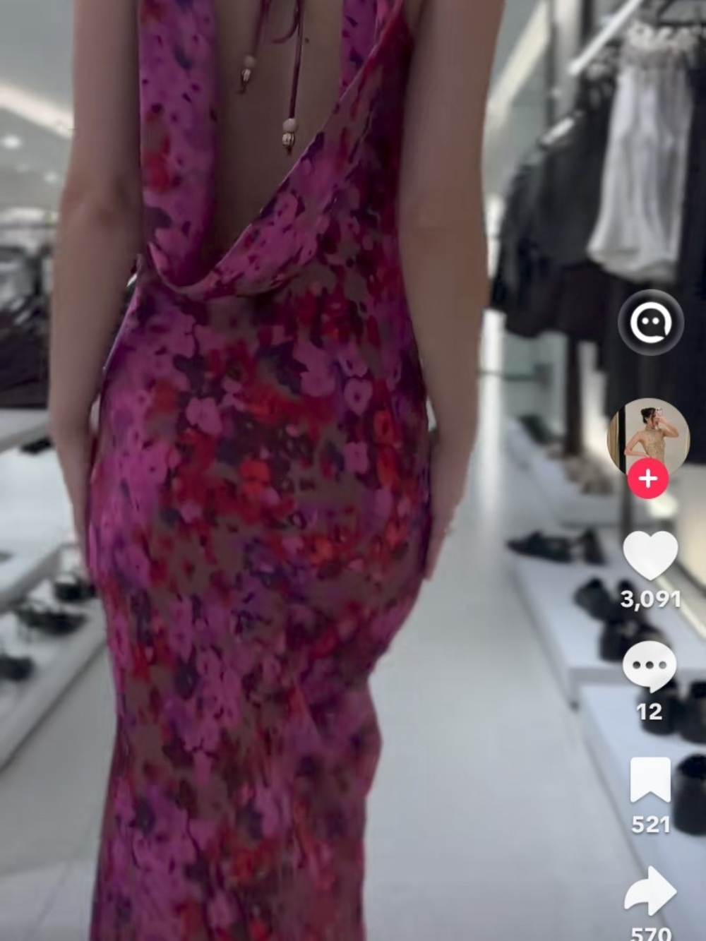 Zara Hot Pink Floral Backless Maxi Dress - Picture 6 of 6